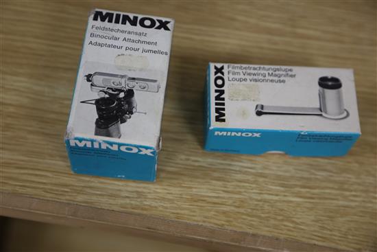 Two Minox miniature cameras and various Minox equipment